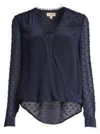 L  039 Agence - Perry Silk Fabric-Blocked Draped Blouse at Saks Fifth Avenue